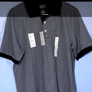 Croft and Barrow Navy Blue and White Stripe Polo​